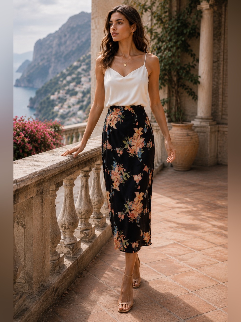 Vintage 90s Silk Floral Midi Skirt | Romantic Bias Cut · Jonathan Martin